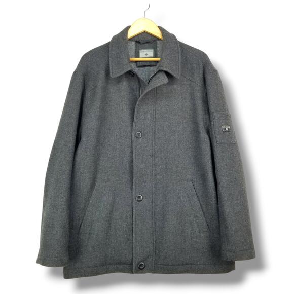 BKE Wool Coat Charcoal Gray Mens Large Buckle Brand‎